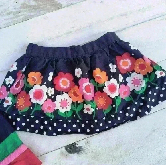 Gymboree Baby Girls 2 Piece Skirt Outfit Floral Polka Dot Print Size 12-18 Month - Picture 5 of 8
